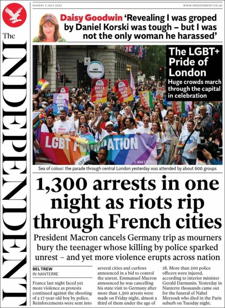 Portada de The Independent (Reino Unido)