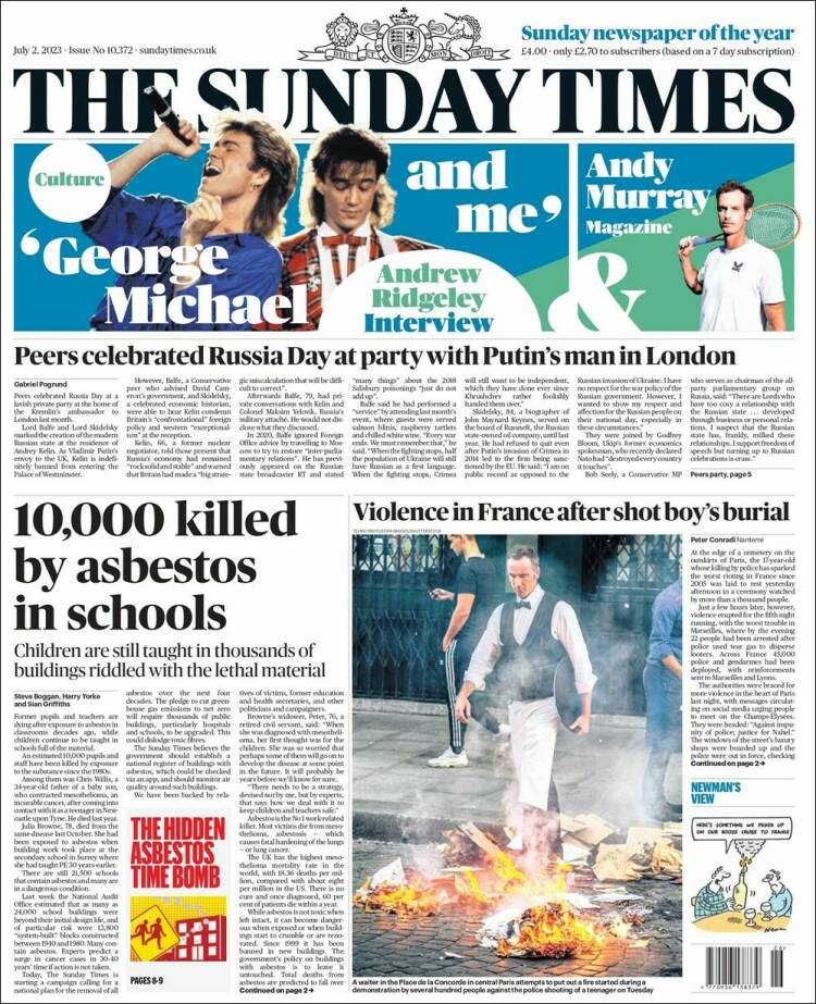 Portada de The Times (Reino Unido)