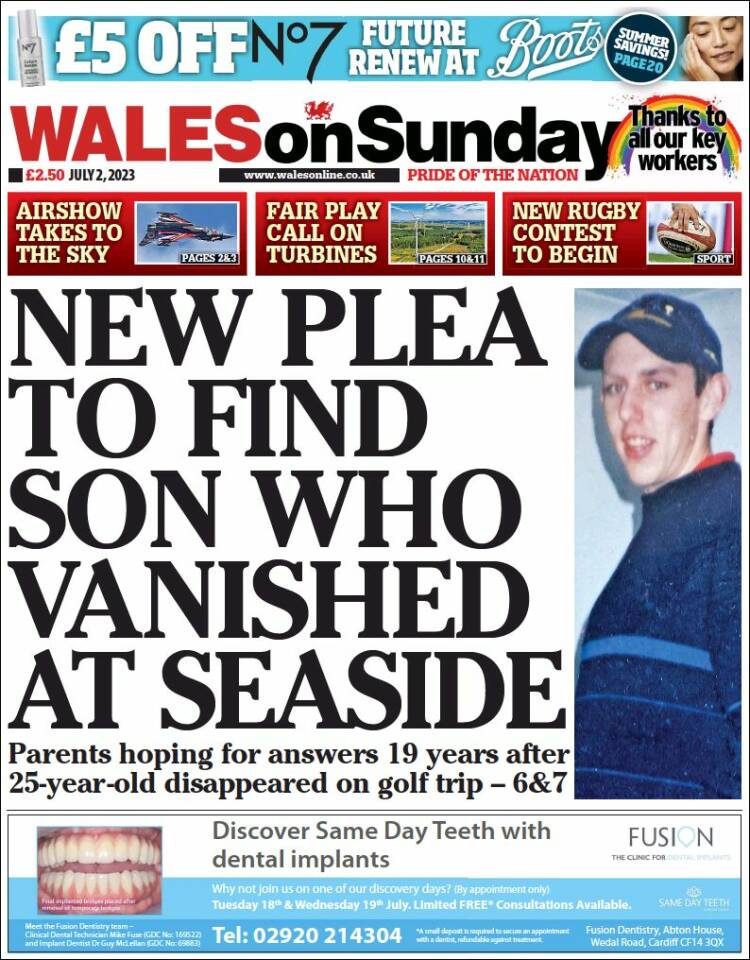 Portada de Western Mail (Reino Unido)