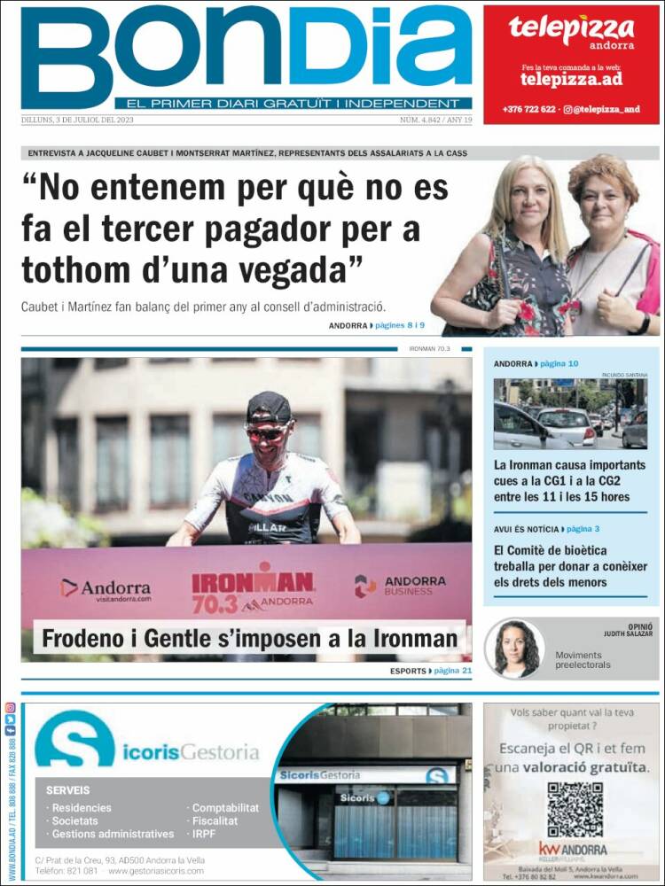 Portada de Diari Bondia (Andorra)