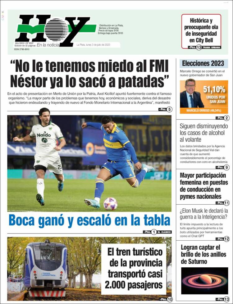 Portada de Diario Hoy (Argentina)