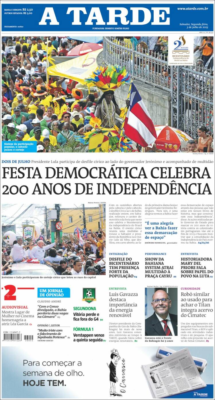 Portada de Diário A Tarde (Brasil)