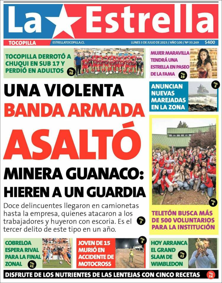 Portada de La Estrella de Tocopilla (Chile)