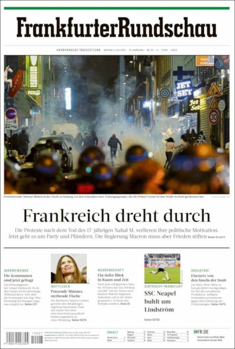 Portada de Frankfurter Rundschau (Alemania)