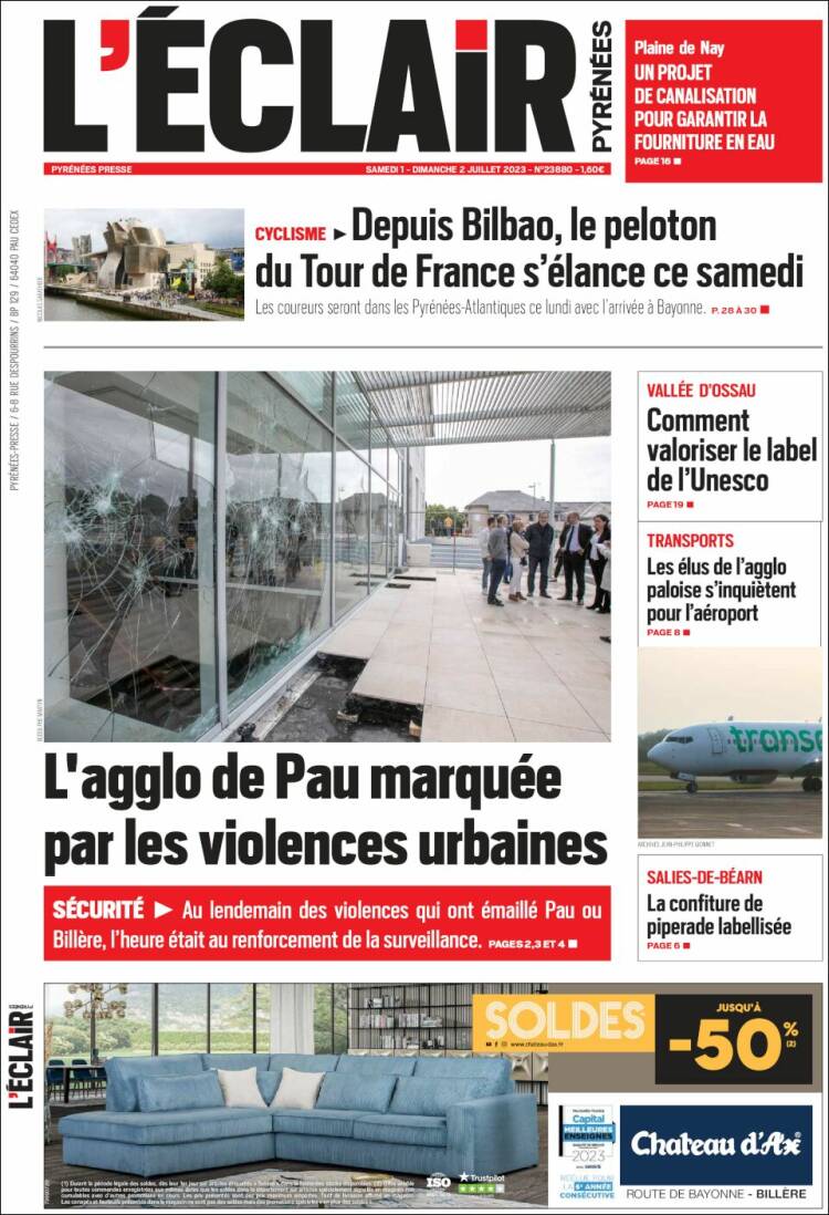 Portada de L'Eclair des Pyrénées (Francia)