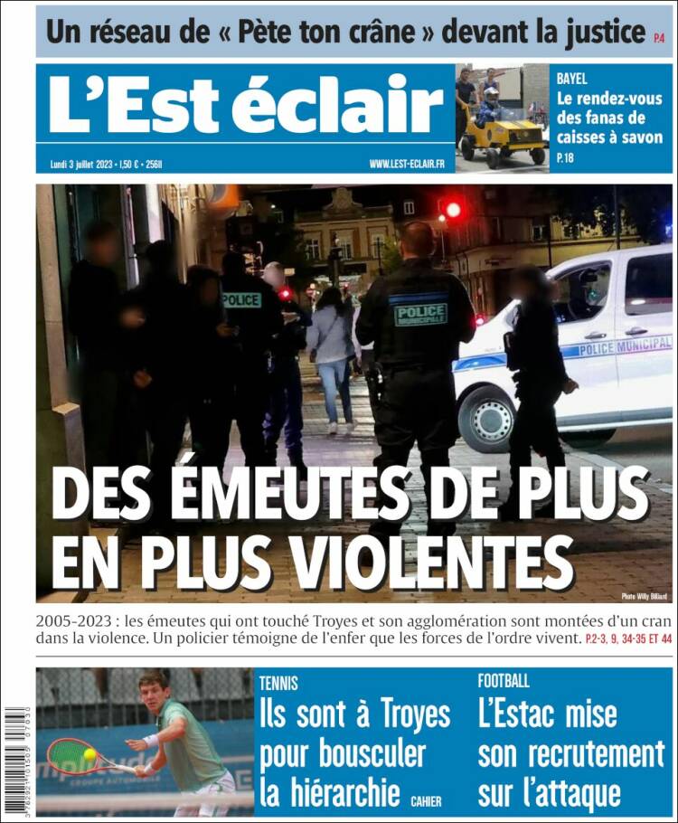 Portada de L'Est Eclair (Francia)