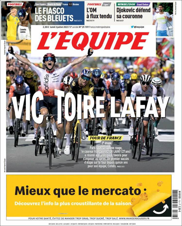 Portada de L'Equipe (Francia)