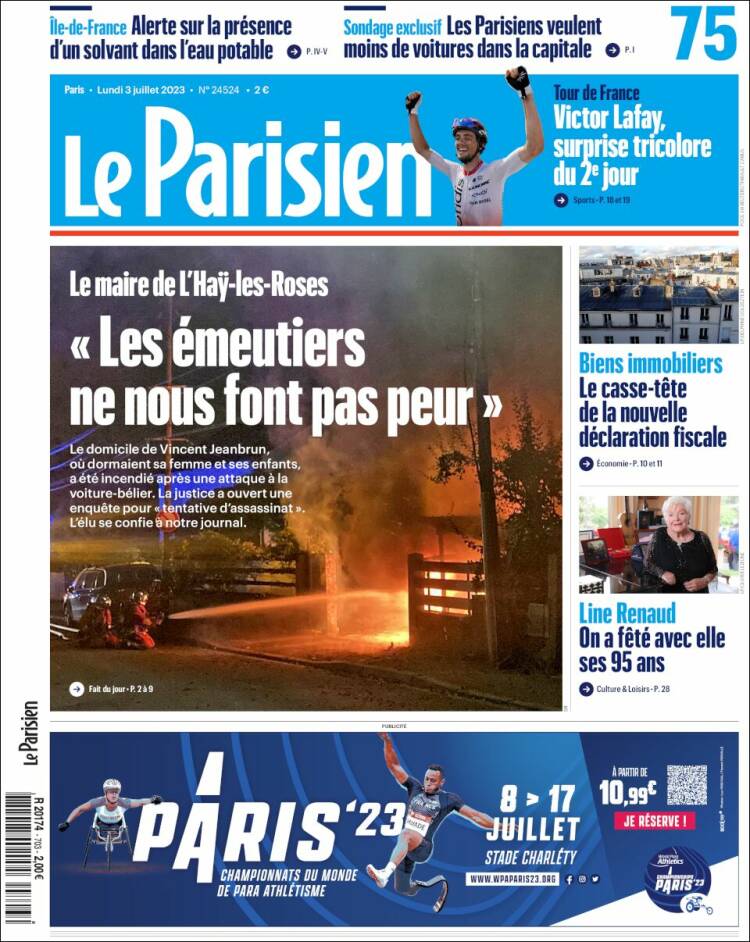 Portada de Le Parisien (Francia)