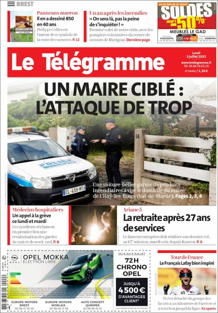 Portada de Télégramme (Francia)