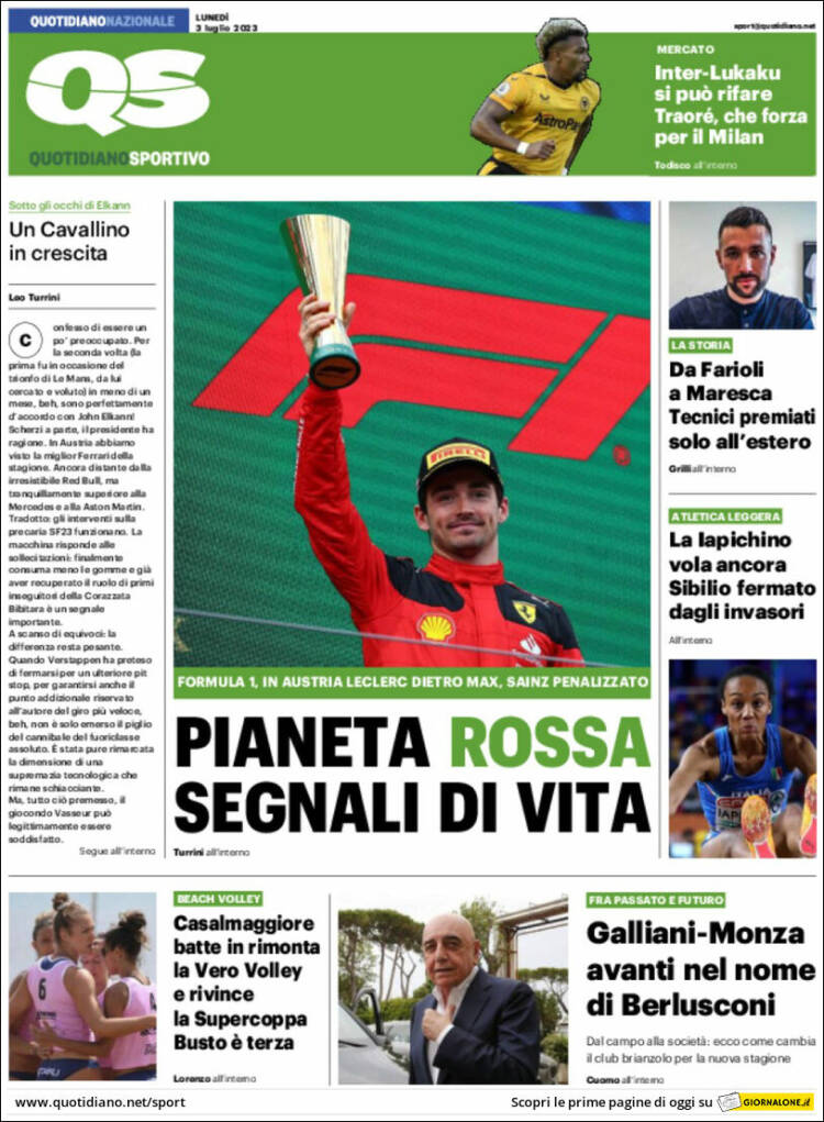 Portada de Quotidiano Sportivo (Italia)