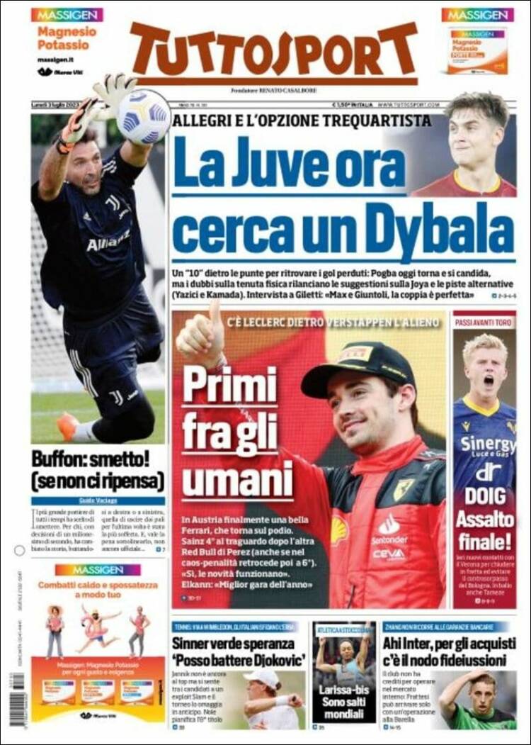 Portada de Tuttosport (Italia)