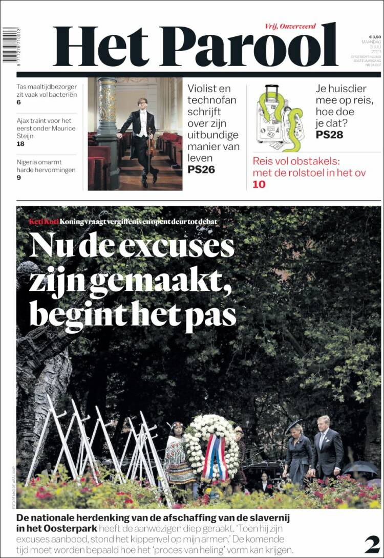 Portada de Het Parool (Pa&iacute;ses Bajos)