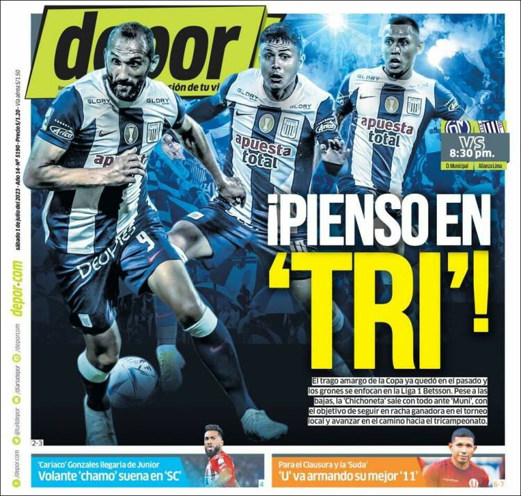 Portada de Depor (Per&uacute;)