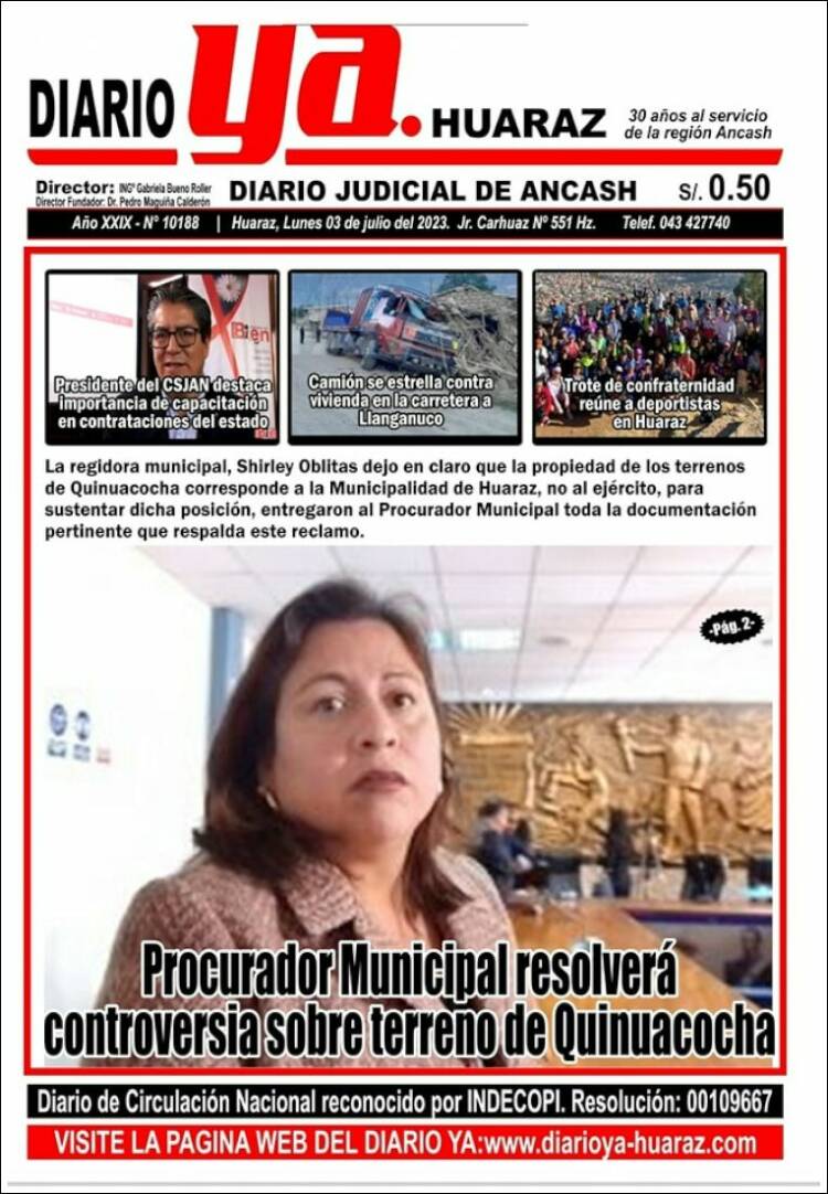 Portada de Diario Ya (Per&uacute;)