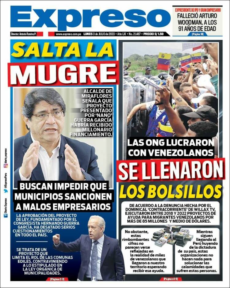 Portada de Expreso (Per&uacute;)