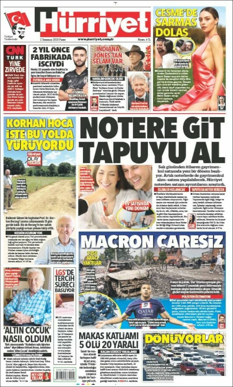 Portada de Hürriyet (Turqu&iacute;a)