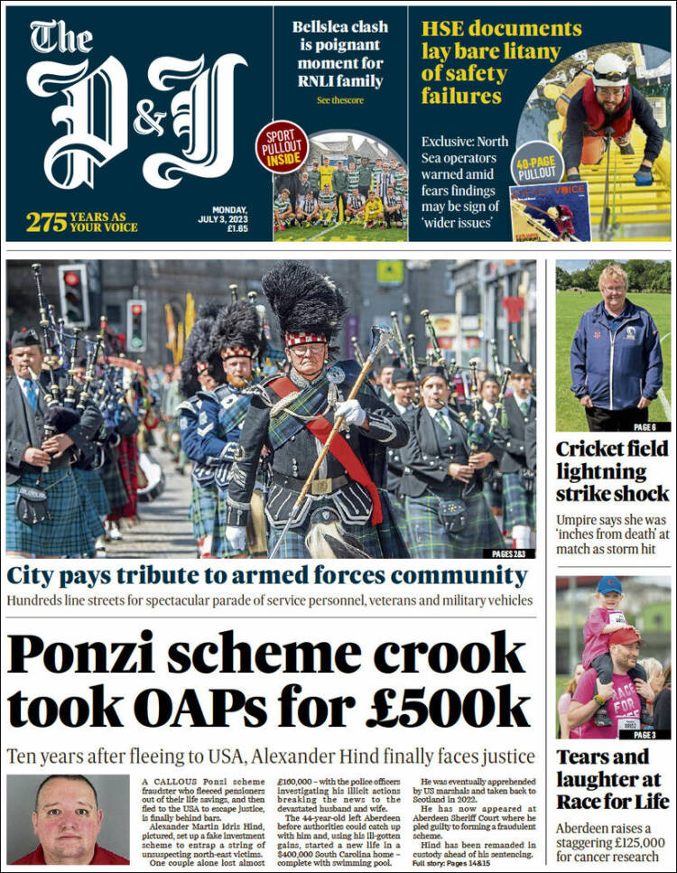 Portada de The Press and Journal (Reino Unido)