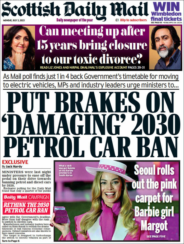 Portada de Scottish Daily Mail (Reino Unido)