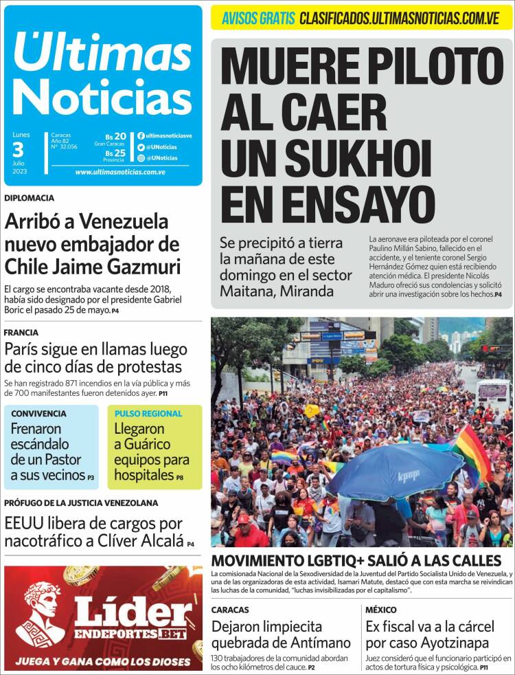 Portada de Últimas Noticias (Venezuela)