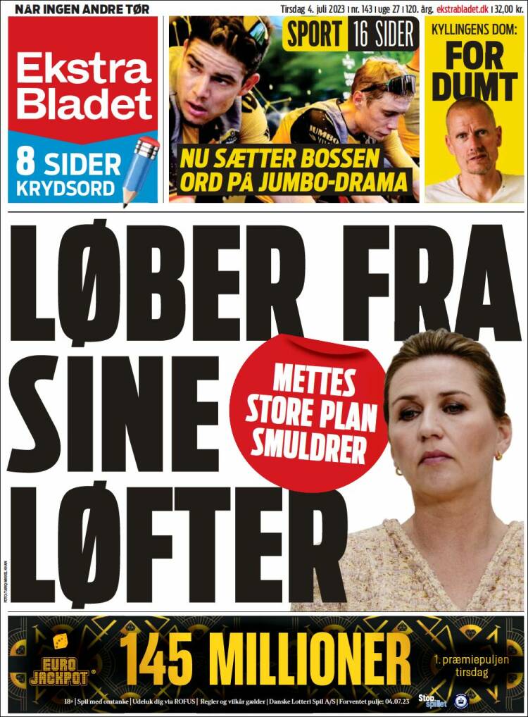 Portada de Ekstra Bladet (Dinamarca)