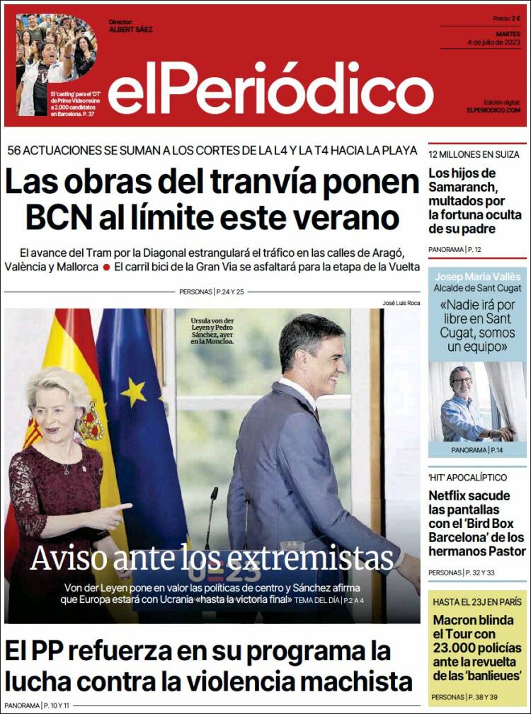 Portada de El Periódico (España)