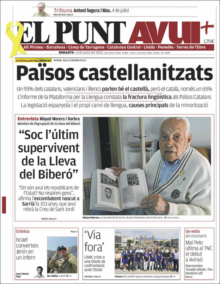 Portada de El Punt Avui (España)