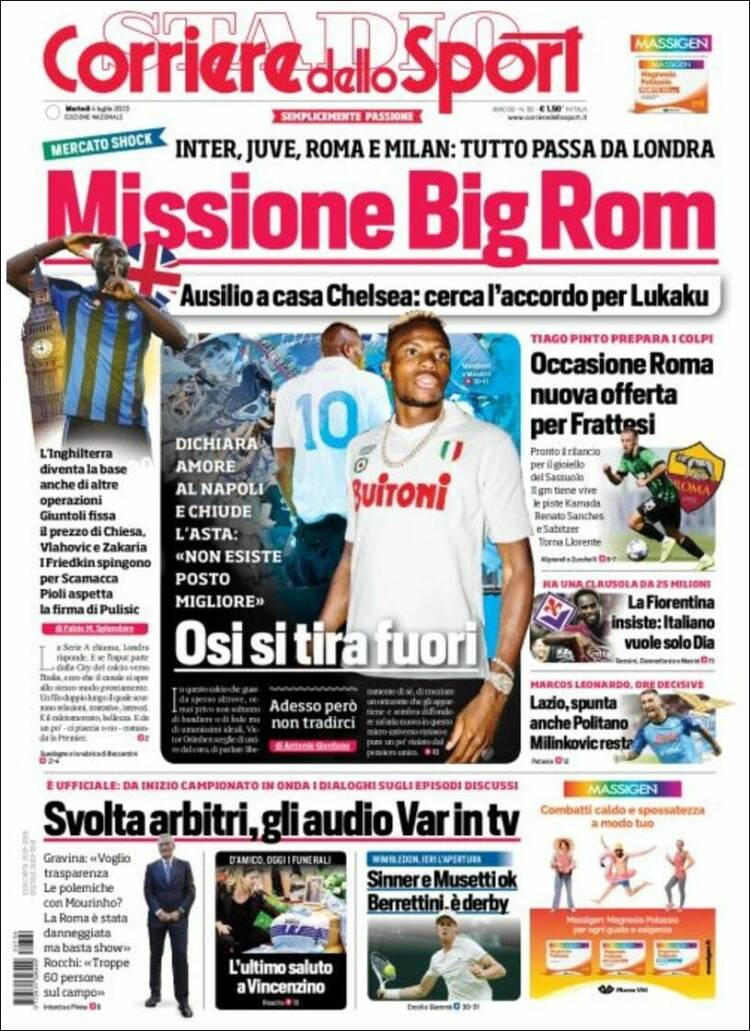 Portada de Corriere dello Sport (Italia)