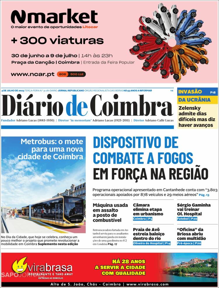 Portada de Diário de Coimbra (Portugal)