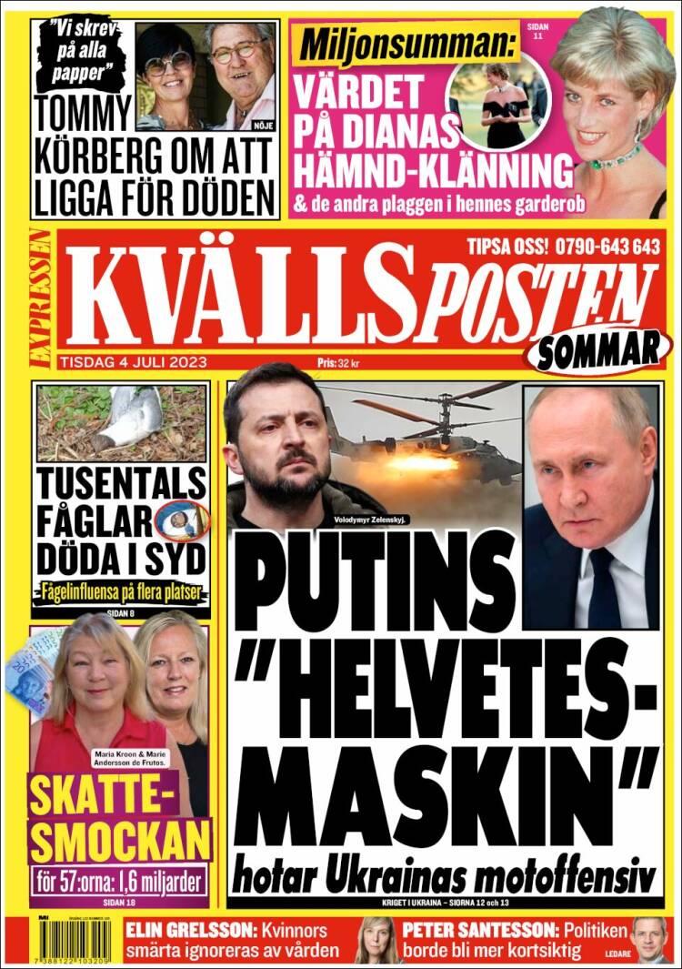 Portada de Kvällsposten (Suecia)