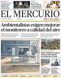 Portada de El Mercurio - Calama (Chile)