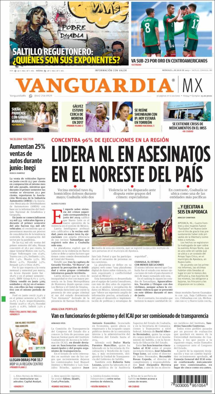 Portada de Vanguardia (Mexico)