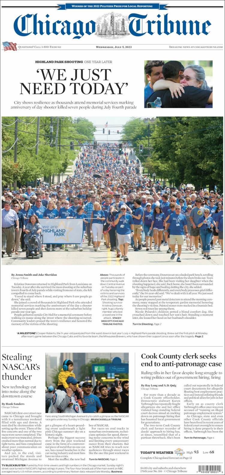 Portada de Chicago Tribune (USA)