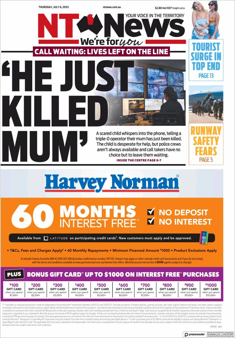 Portada de Northern Territory News (Australia)