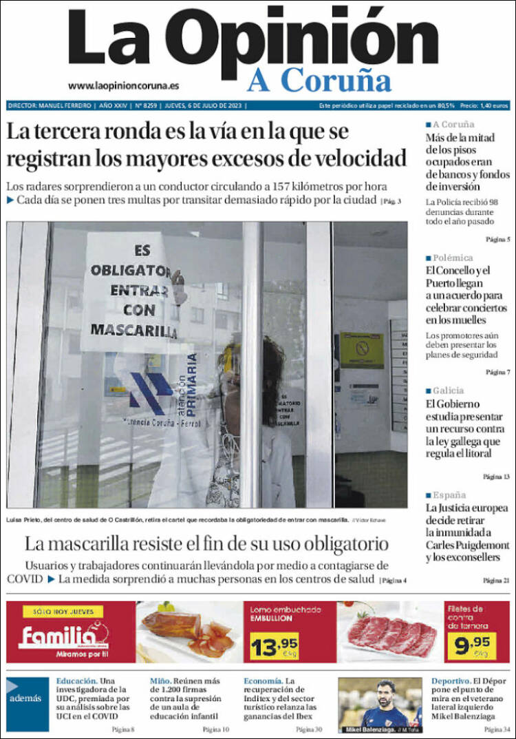 Portada de La Opinión de A Coruña (España)