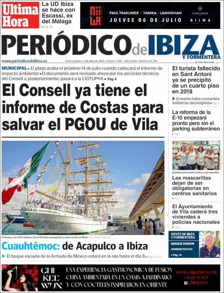 Portada de Periódico de Ibiza (España)