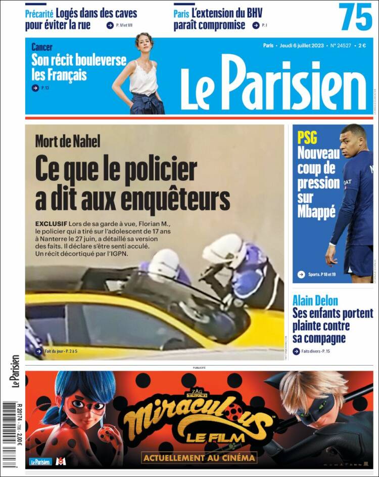 Portada de Le Parisien (France)