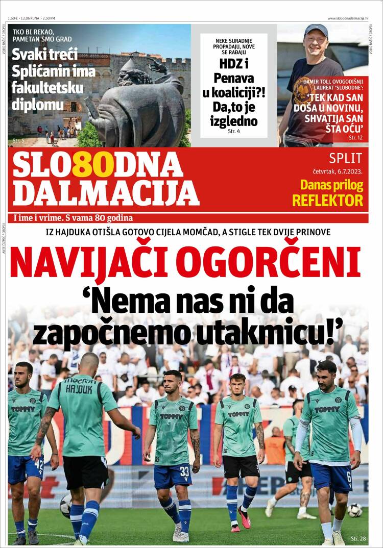 Portada de Slobodna Dalmacija (Croacia)