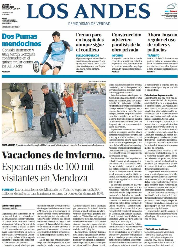 Portada de Los Andes - Mendoza (Argentina)