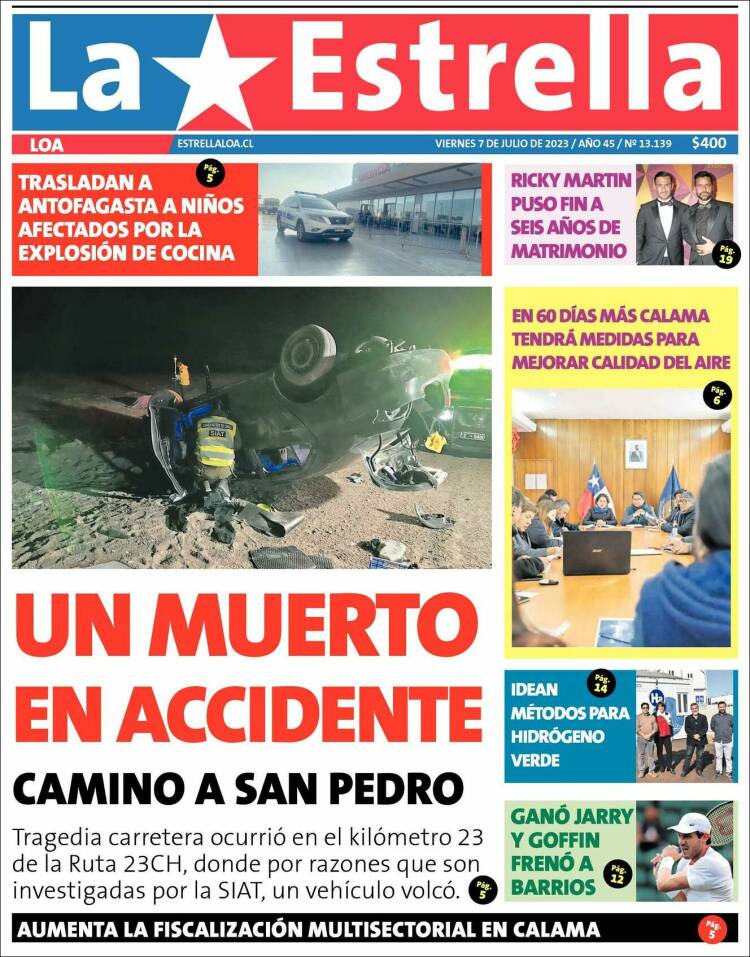 Portada de La Estrella de Loa (Chile)