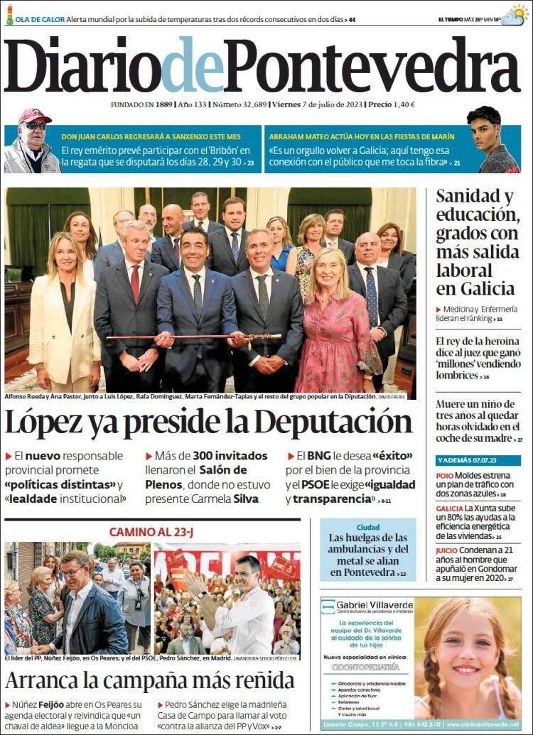 Portada de Diario de Pontevedra (Espagne)