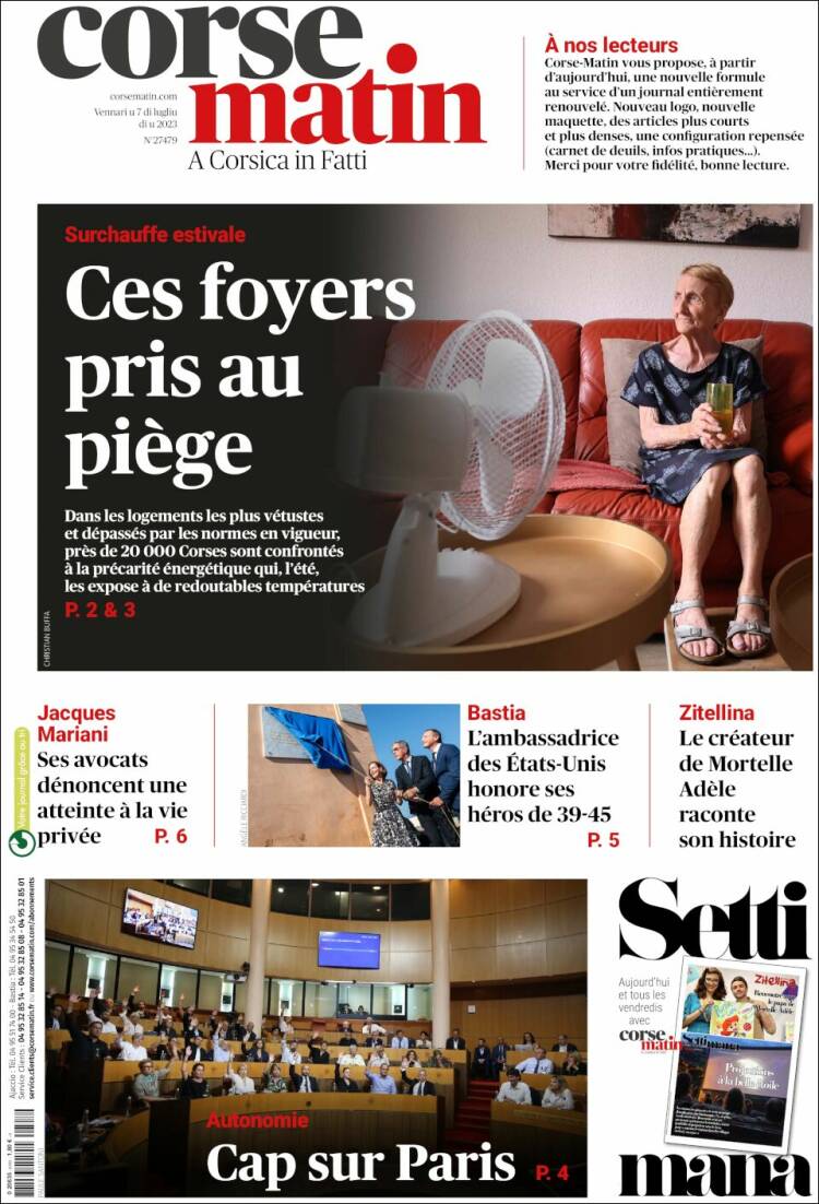 Portada de Corse-Matin (France)