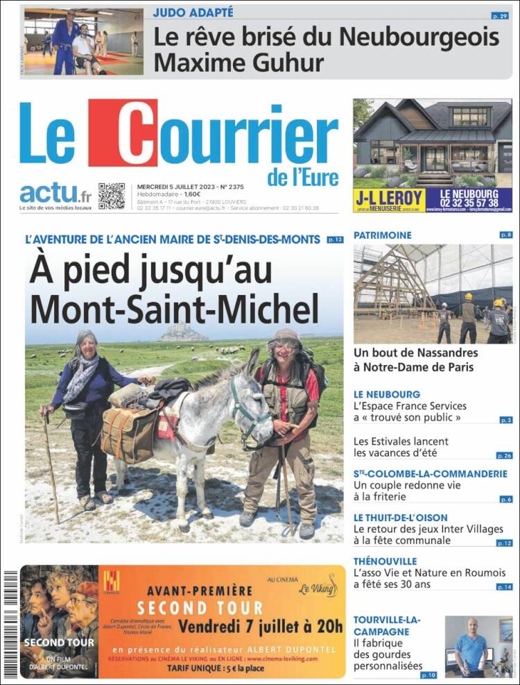 Portada de Le Courrier de l'Ouest (France)