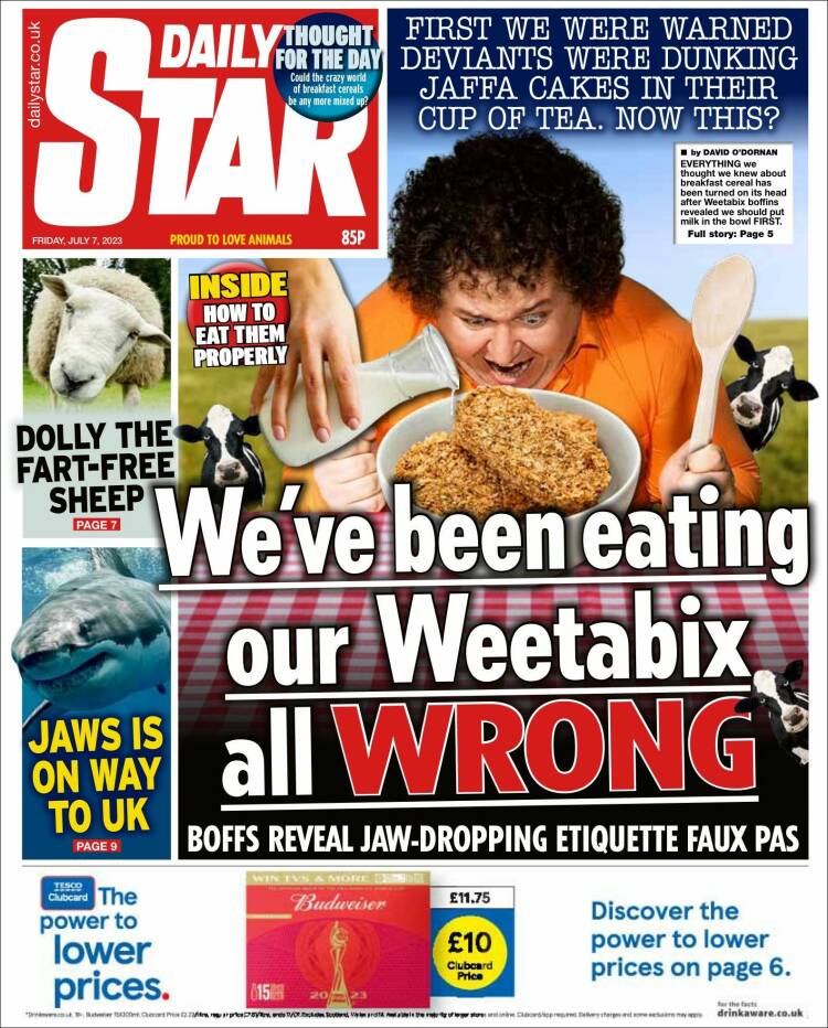 Portada de Daily Star (Royaume-Uni)