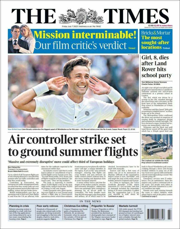 Portada de The Times (Royaume-Uni)