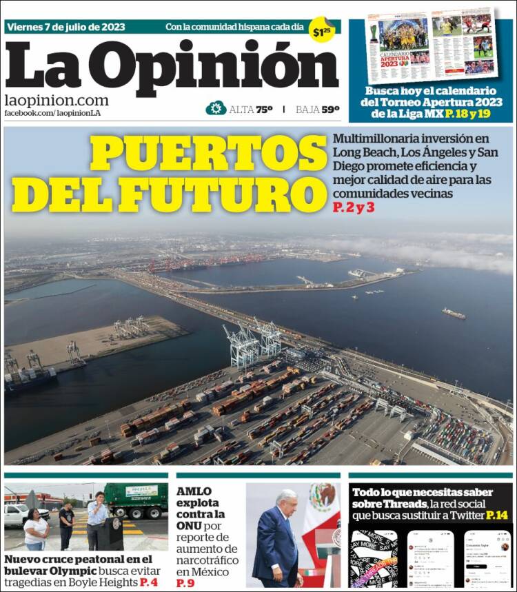 Portada de La Opinión (USA)