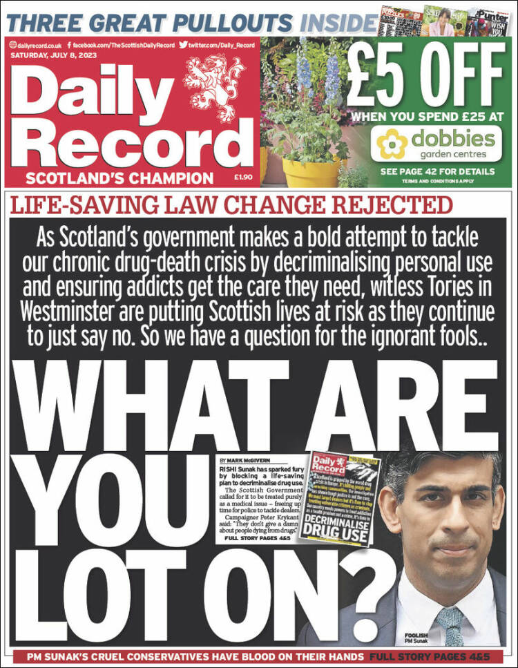 Portada de Daily Record (Reino Unido)