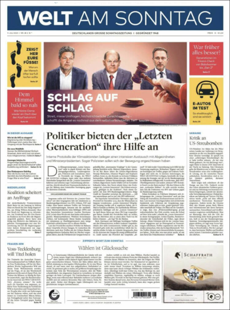 Portada de Die Welt (Alemania)