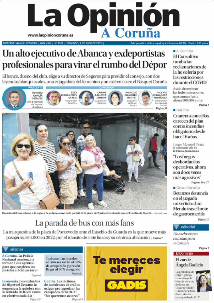 Portada de La Opinión de A Coruña (España)