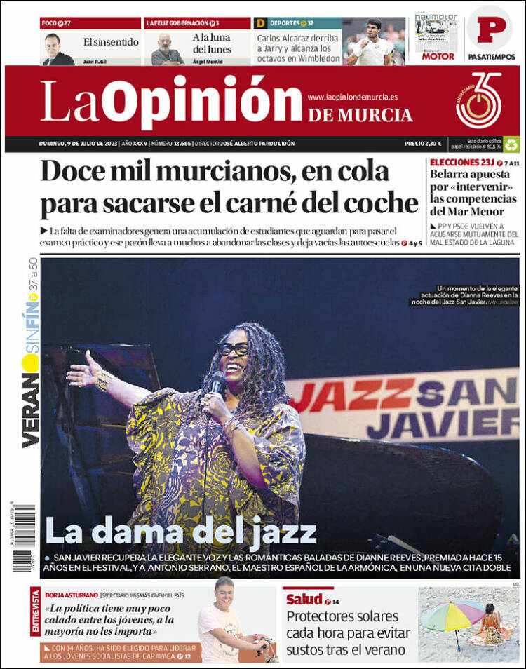 Portada de La Opinión de Murcia (España)