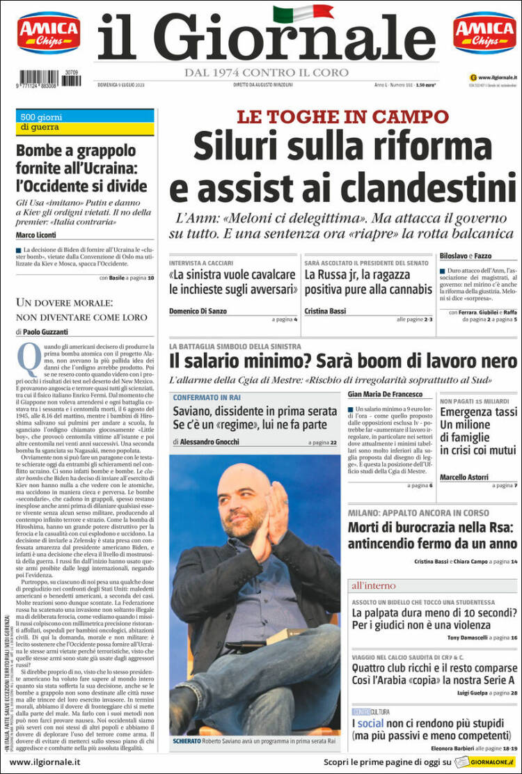 Portada de il Giornale (Italia)